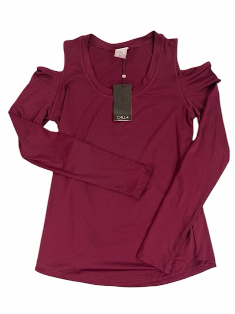 New with Tags Calia Cold Shoulder Long Sleeve Top Crimson Trek XL NEW